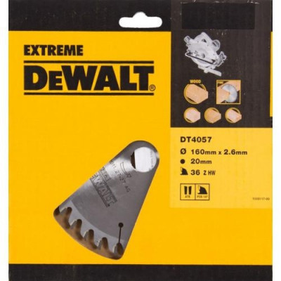 Lame pour scies circulaires portatives Extreme - 160 x 20 mm - 36 dents  - Dewalt | DT4057