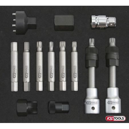 Clé Pour Poulies KS Tools 150.1217 - Taille E12, Longueur 460 Mm, Poignée Caoutchoutée, Pour Galet Tendeur De Courroie, Professionnels Et Bricoleurs