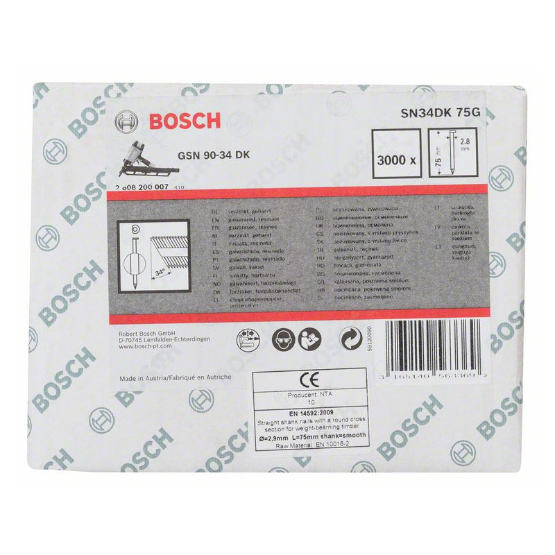 Clou en bande tête D SN34DK 75G Accessoire Bosch pro outillage 2608200007