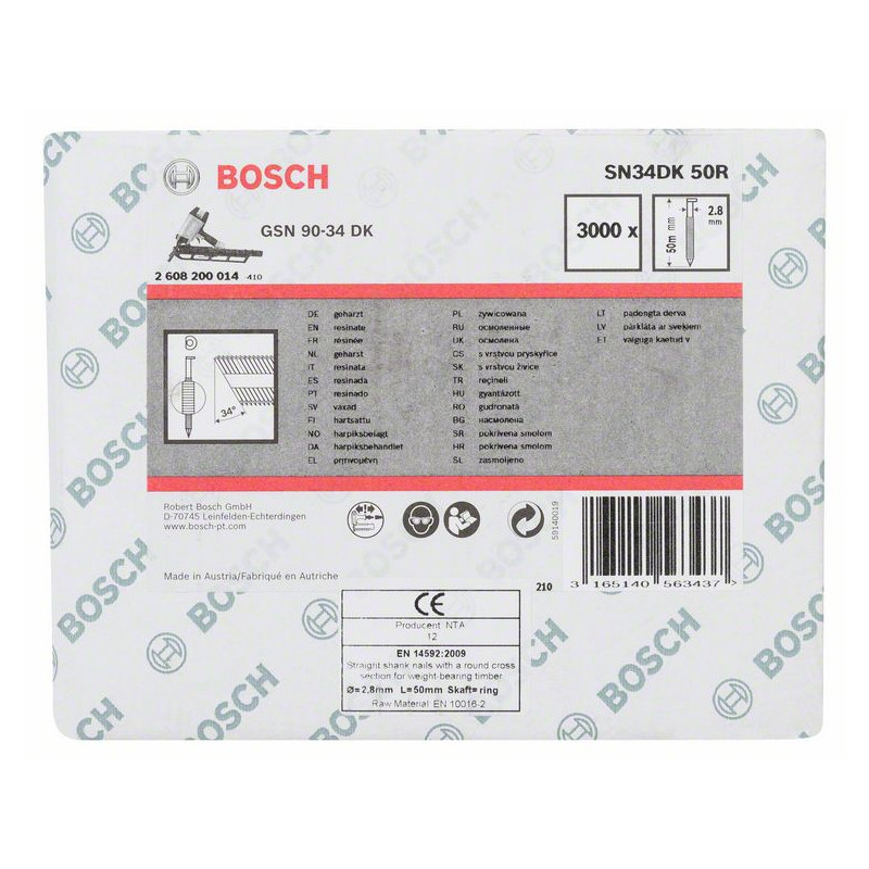 Clou en bande tête D SN34DK 50R Accessoire Bosch pro outillage 2608200014