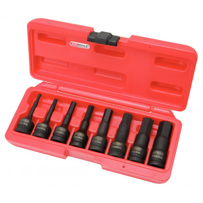 Jeu de douilles mâles à chocs 6 pans 1/2'', L.75 mm - 8 pcs KS Tools | 911.0902
