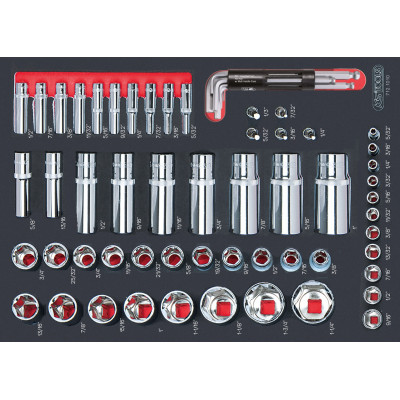Module de douilles en pouces 1/4" - 1/2", 62 pièces - KS Tools | 712.1010