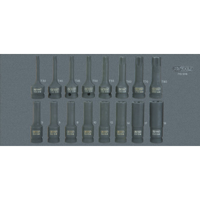 Module de douilles à chocs 1/2", 16 pièces - KS Tools | 713.1016