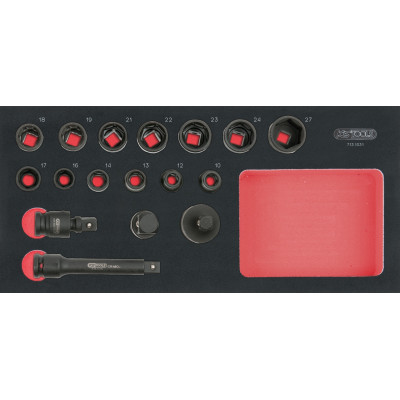 Module de douilles à chocs 1/2", 17 pièces - KS Tools | 713.1031