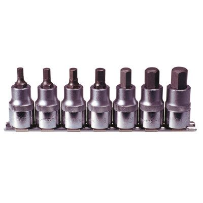 Rail de 7 douilles tournevis 6 pans, L.55 mm - 1/2" - 5 à 14 mm " - KS Tools | 922.1320
