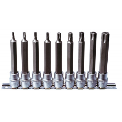 Rail de 9 douilles tournevis TORX percé 3/8", T20 à T60" - KS Tools | 922.3826