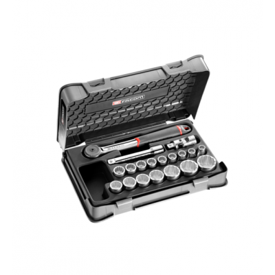 S.161-2P12 Facom Coffret douilles 1/2" 12 pans métriques - 19 pièces - S.161-2P12