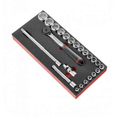 MODM.S161-36 Facom Module mousse douilles 1/2" 6 pans métriques - 23 pièces - MODM.S161-36