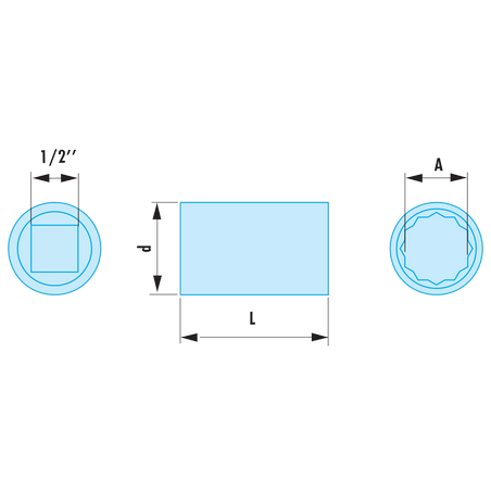 S.1P1/16SR Facom S.SR - Douilles 1/2" 12 pans en pouces ADF