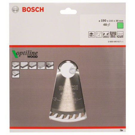 2608640617 Lame de scie circulaire Optiline Wood Accessoire Bosch pro outils