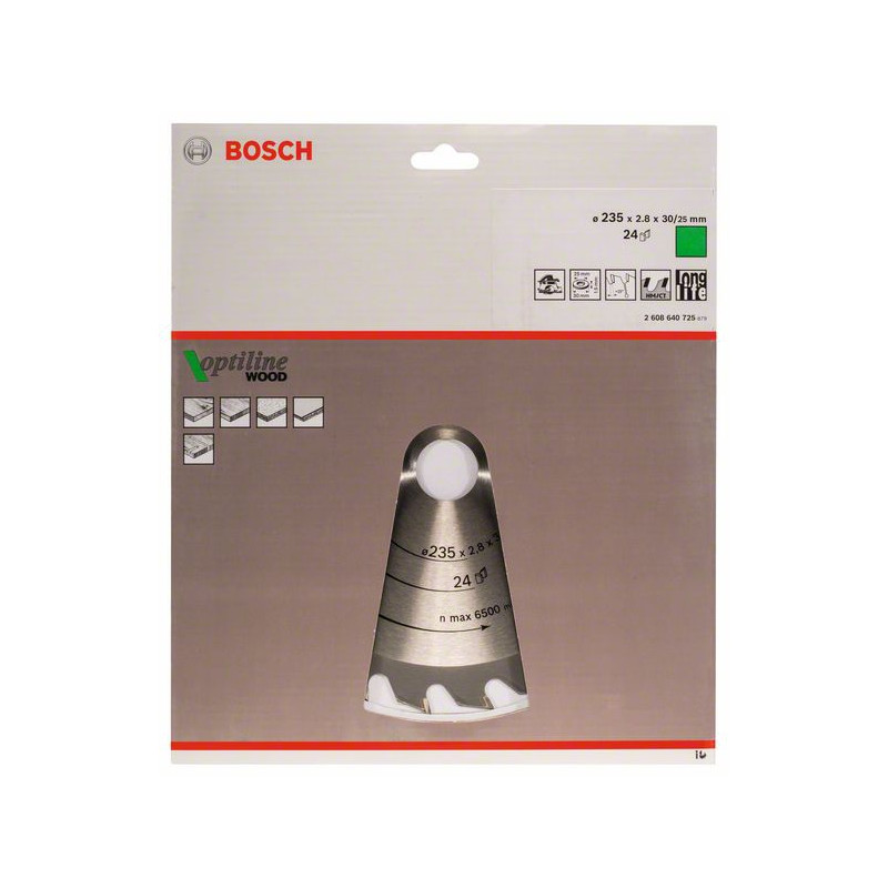 2608640725 Lame de scie circulaire Optiline Wood Accessoire Bosch pro outils
