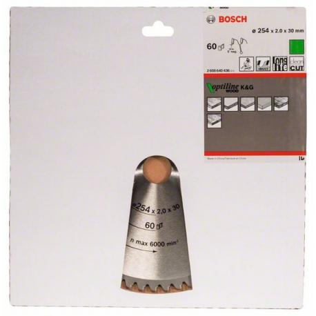 2608640436 Lame de scie circulaire Optiline Wood Accessoire Bosch pro outils