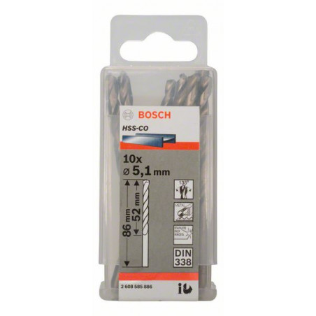 2608585886 Forets à métaux rectifiés HSS-Co, DIN 338 Accessoire Bosch pro outils