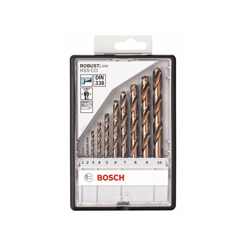 2607019925 Forets à métaux HSS-Co Robust Line, jeu de 10 pièces Accessoire Bosch pro outils