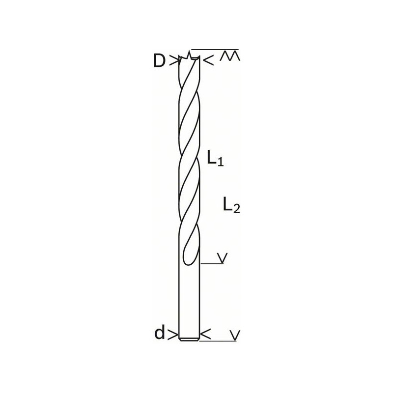 2608597188 Mèche à bois industrielle, pointe M Accessoire Bosch pro outils