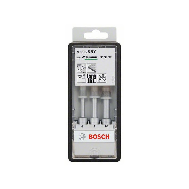 2608587145 Forets diamantés à sec Robust Line Easy Dry Best for Ceramic, set de 3 pièces Accessoire Bosch pro outils