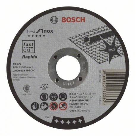 2608603486 Disque à tronçonner à moyeu plat Best for Inox - Rapido Accessoire Bosch pro outils