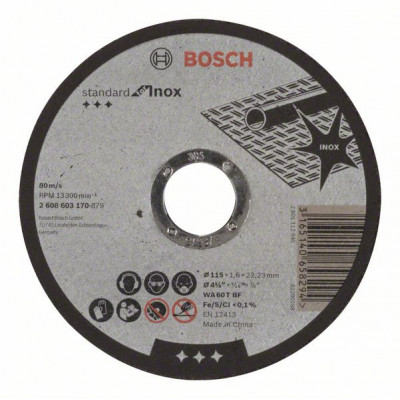 2608603170 Disque à tronçonner à moyeu plat Standard for Inox Accessoire Bosch pro outils
