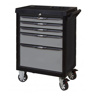 Servante noire et grise Pearl Line - 5 tiroirs - L 678 x l 459 x H 859 mm - KSTOOLS | 816.0005