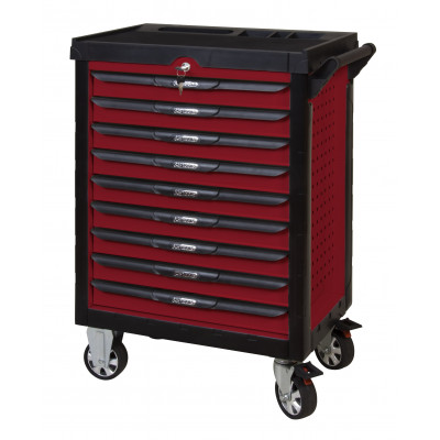 Servante rouge Pearl Line - 9 tiroirs - L 678 x l 459 x H 859 mm - KSTOOLS | 809.0009