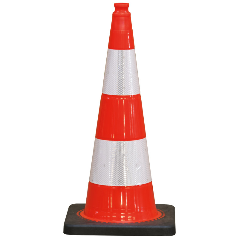 CONE PLASTIQUE FLUO 75CM PVC RETRO C2 PIED CAOUT.4KG TALIAPLAST | 520802