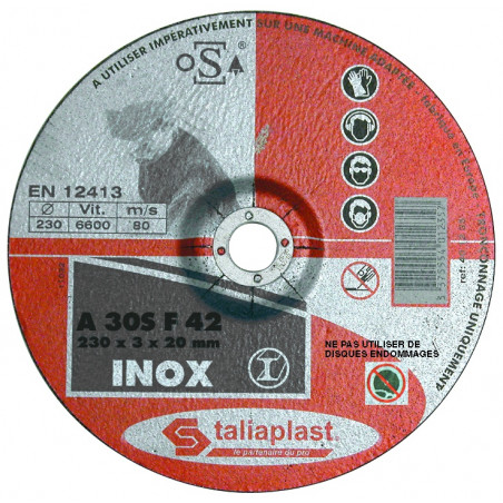 DISQUE ABRASIF POUR INOX 230MM TALIAPLAST | 401234