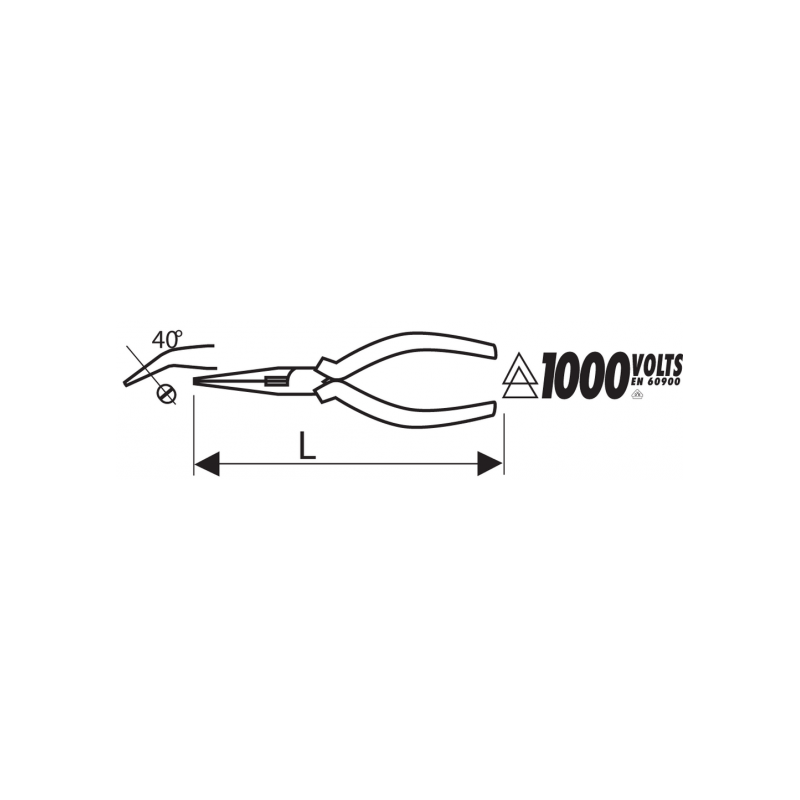 Pinces à becs 1/2 ronds coudés à 40 ° - isolées 1000 V - VDE Expert E050411