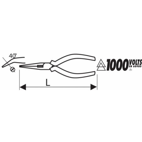 Pinces à becs 1/2 ronds coudés à 40 ° - isolées 1000 V - VDE Expert E050411