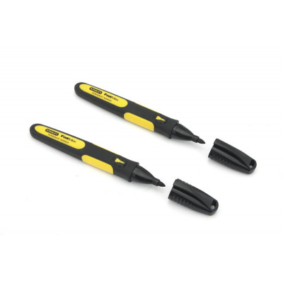 MARQUEUR NOIR POINTE FINE - CARTE 2 PIÈCES -  STANLEY FATMAX 0-47-312
