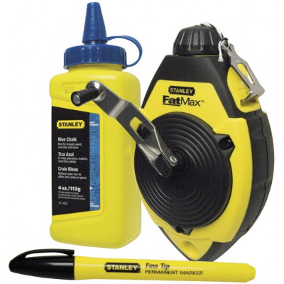BLEU A TRACER MAÇONNERIE CORDEAU TRACEUR 30M KIT  STANLEY FATMAX 0-47-681