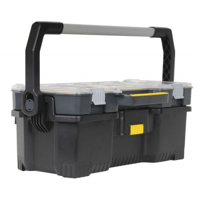 BOITE, CAISSE A OUTILS 60CM AVEC ORGANISEUR TRANSPARENT STANLEY 1-97-514