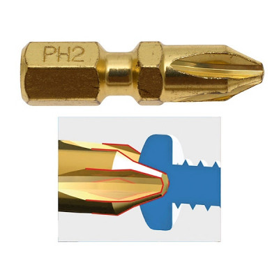 Makita B-28503 Embouts à tête ''Enduro Spécial Métal'' courts 25 mm Impact Gold Torsion PHILLIPS (Ph) Hexa 1/4''