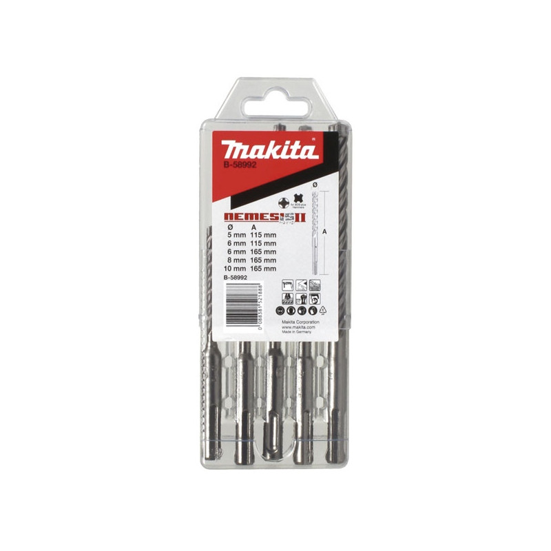 Makita B-58992 Coffret de 5 forets SDS-Plus 4 taillants TCT NEMESIS II