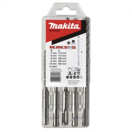 Makita B-58992 Coffret de 5 forets SDS-Plus 4 taillants TCT NEMESIS II