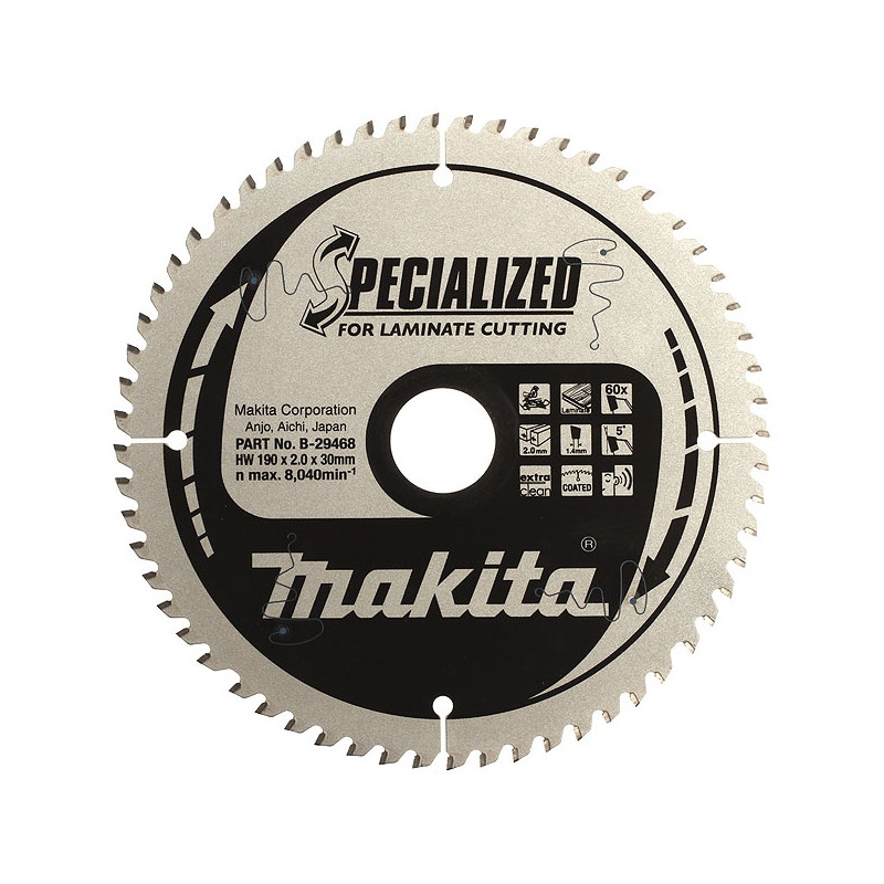 Makita B-29468 Lames carbure ''Specialized'' pour bois stratifié, pour scies radiales et à onglets