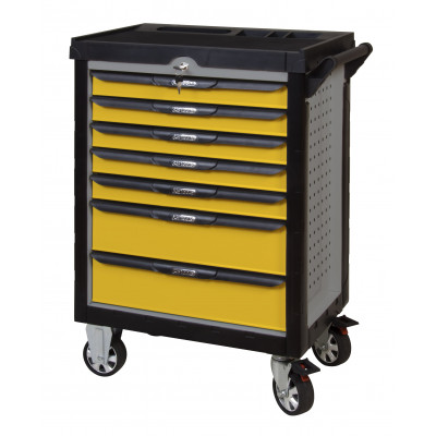 Servante PEARLline grise et jaune, 7 tiroirs - Kstools |814.0007