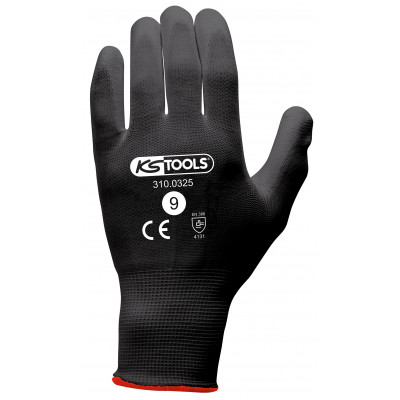 Gants microfibres noirs, T.9, 12 paires KS Tools | 310.0325