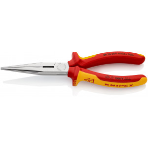 Pince demi-ronde isolées par gaines bi-matière, certifiées VDE chromée 200 mm KNIPEX | 26 16 200