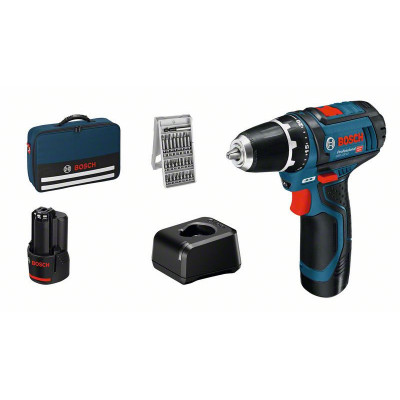 Perceuse-visseuse sans-fil GSR 12V-15 + 25 accessoires + GBA 12V 2,0Ah + GAL 12V-20-sac BOSCH | 060186810H