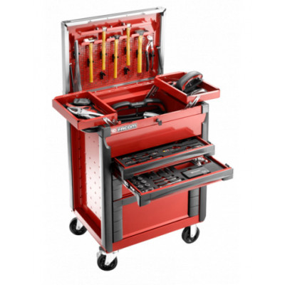 Servante d’atelier 8 tiroirs avec 5 remplis d'outils, rouge FACOM  JETCM175BNL