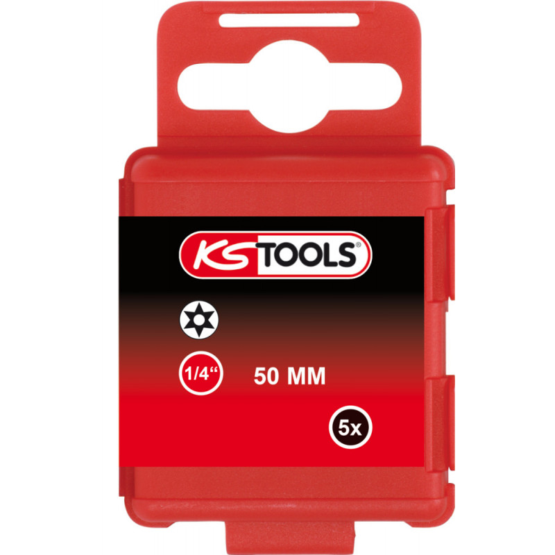 Boite de 5 embouts de vissage TORX® percé, L.50 mm - 1/4'' - TB6 KSTools | 911.8394