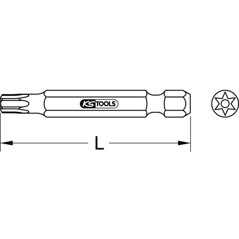 Boite de 5 embouts de vissage TORX® percé, L.50 mm - 1/4'' - TB6 KSTools | 911.8394