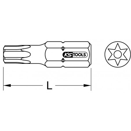 Embout de vissage TORX® percé, L.30 mm - 5/16'' - TB70 KSTools | 911.5152