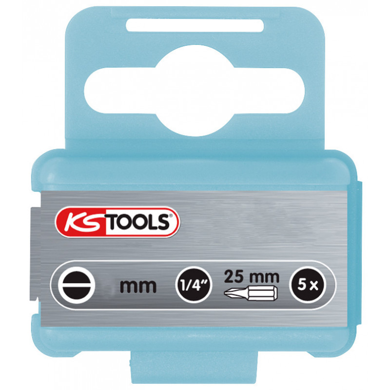 Boite de 5 embouts de vissage INOX Fente 1/4" - L.25mm, 3mm KSTools | 910.2233