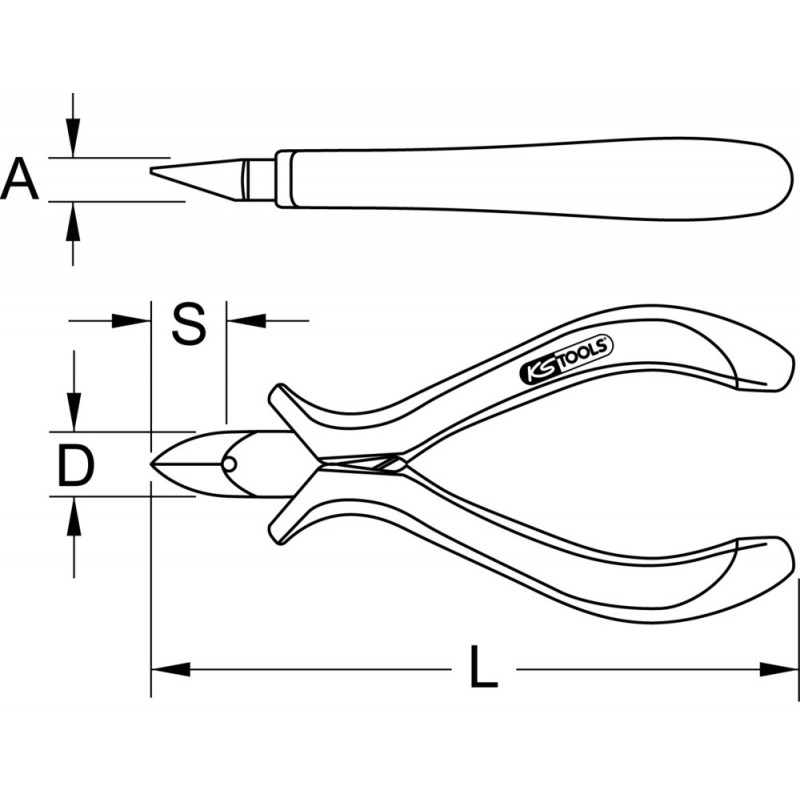 Pince ESD coupante frontale avec becs finement biseautés, 120 mm KSTools | 500.7095