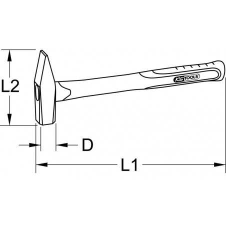 Marteau de mécanicien INOX, manche en fibre, 2000g KSTools | 964.2044