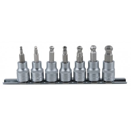 Rail de 7 douilles tournevis 6 pans sphérique ULTIMATE® 3/8'' KSTools | 911.3922