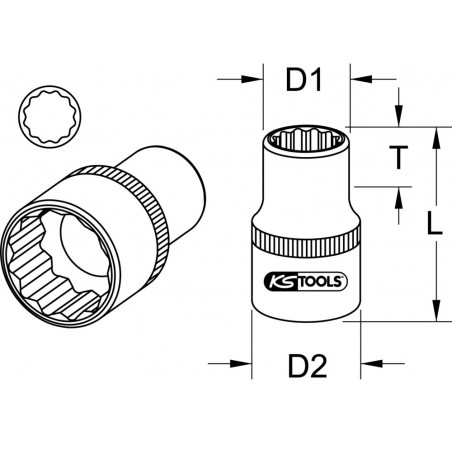 Douille 12 pans 3/8’’, 23 mm KSTools | 917.4812