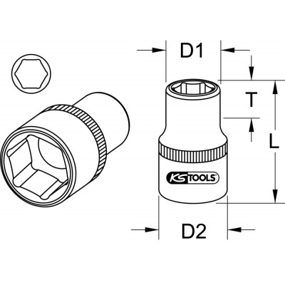Douille 6 pans – 1'',3.3/8" KSTools | 911.1823