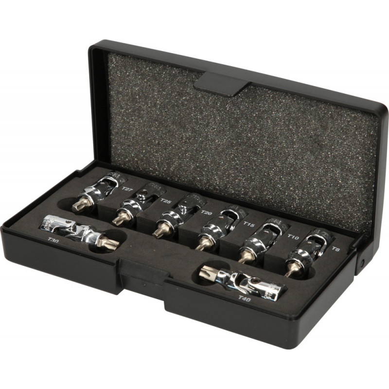 Coffret de 8 douilles tournevis articulées TORX 1/4, T8-T40 KSTools | 917.1490